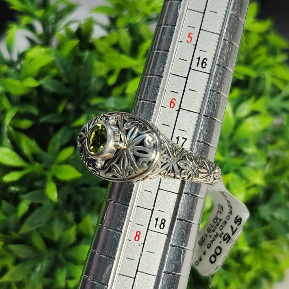 925 Sterling Silver Peridot Pierced Ring - image 4