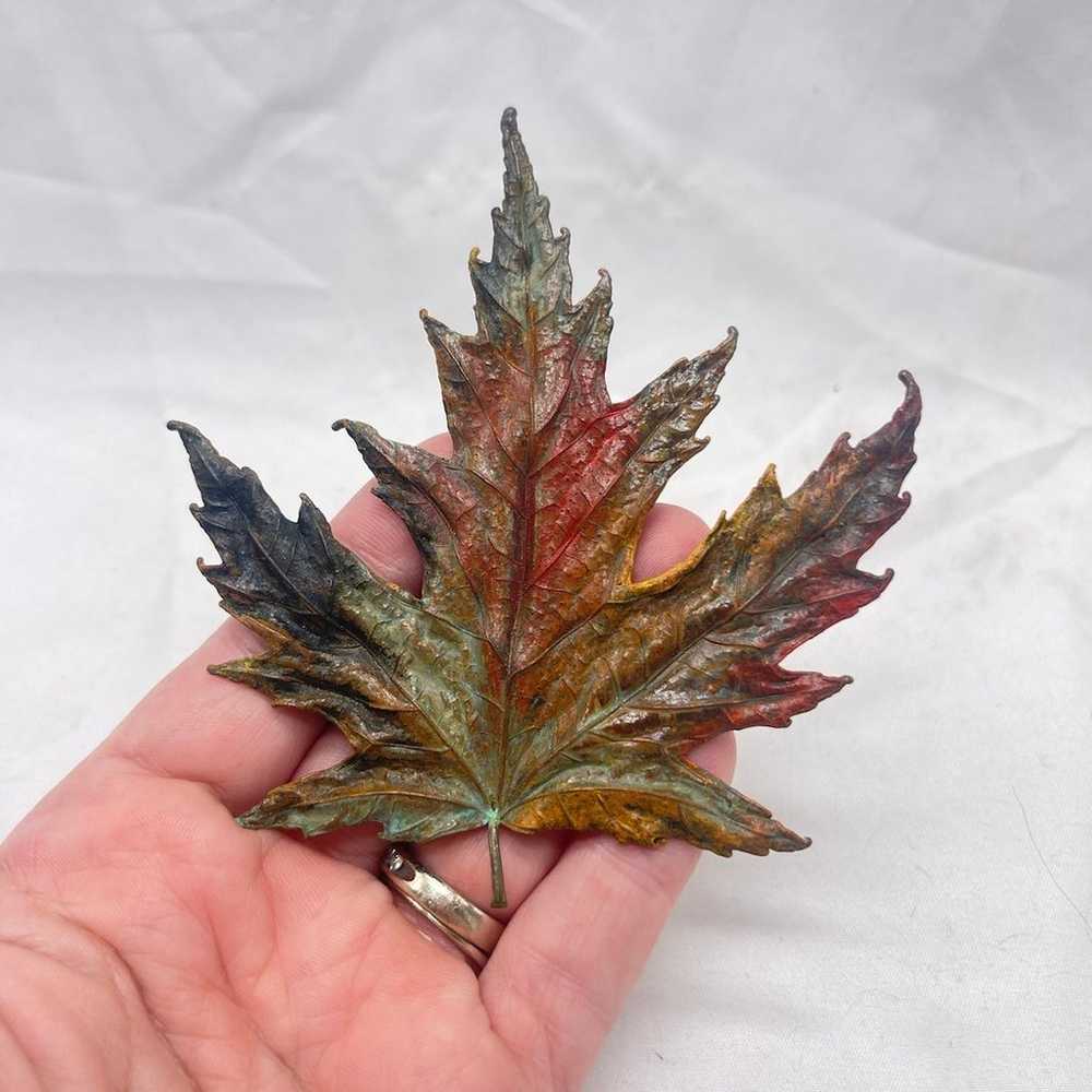 VTG handmade copper maple leaf pendant/pin - image 10