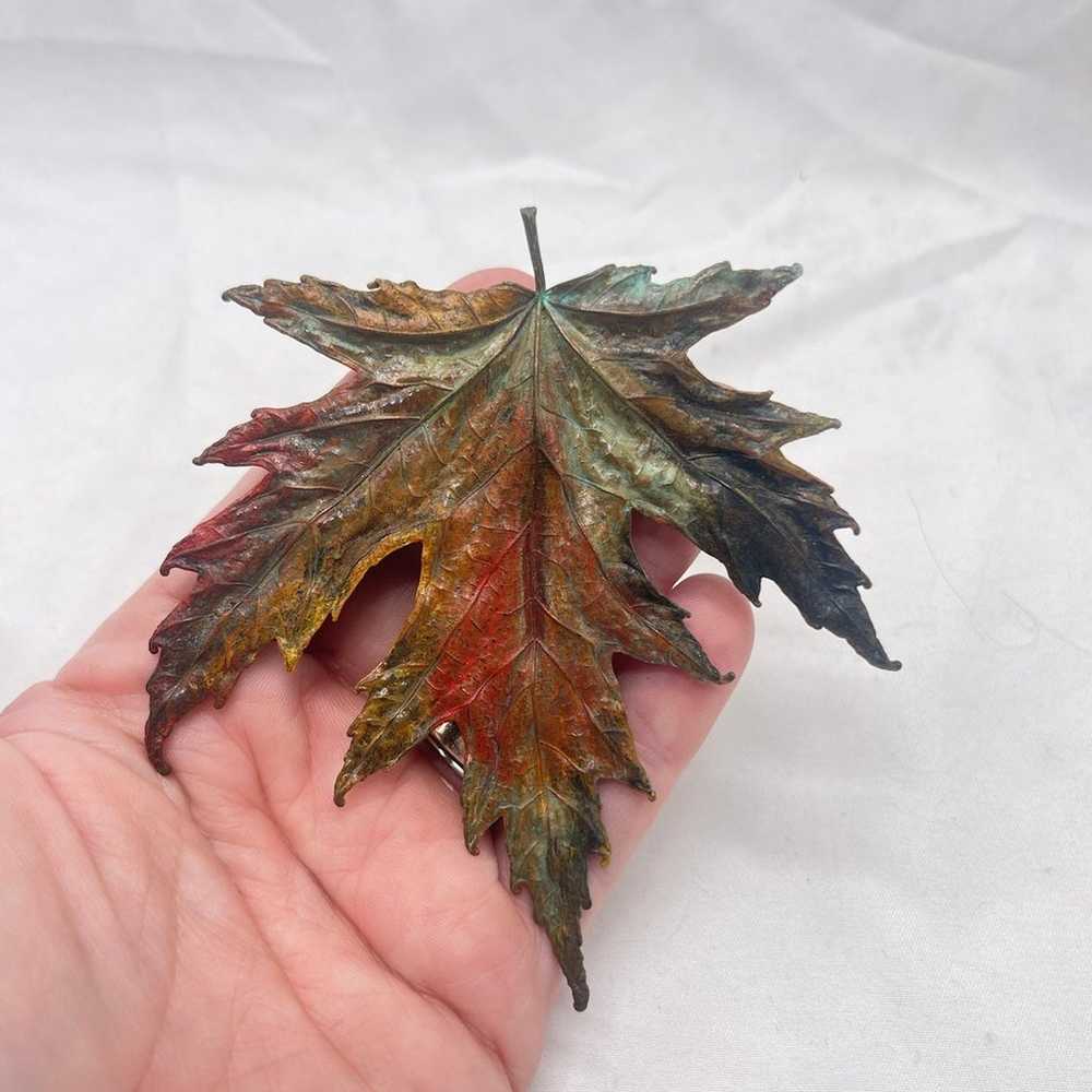 VTG handmade copper maple leaf pendant/pin - image 2