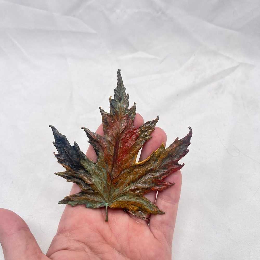 VTG handmade copper maple leaf pendant/pin - image 3