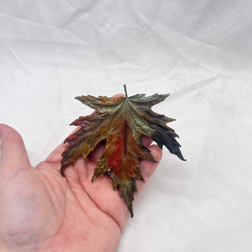 VTG handmade copper maple leaf pendant/pin - image 4