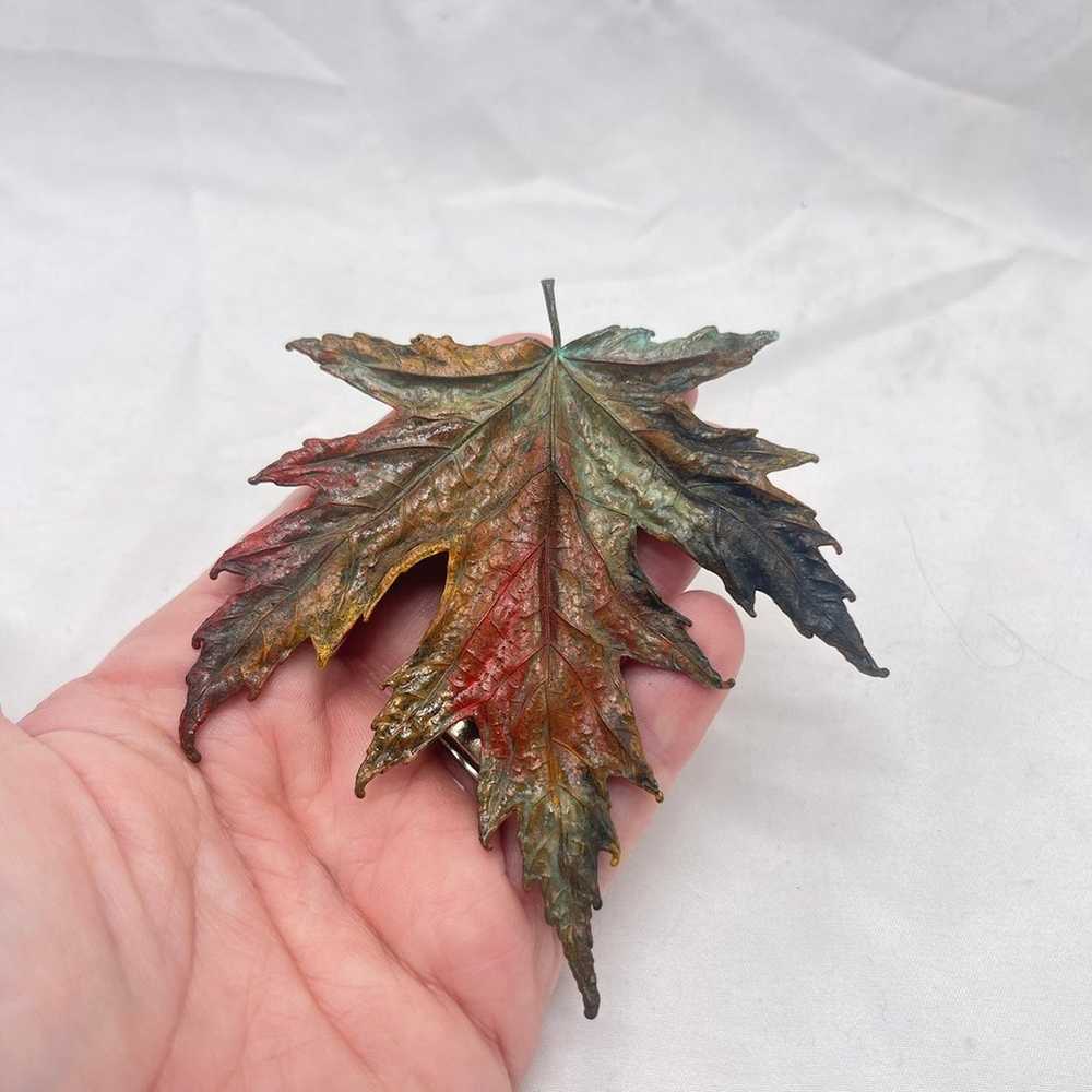 VTG handmade copper maple leaf pendant/pin - image 5