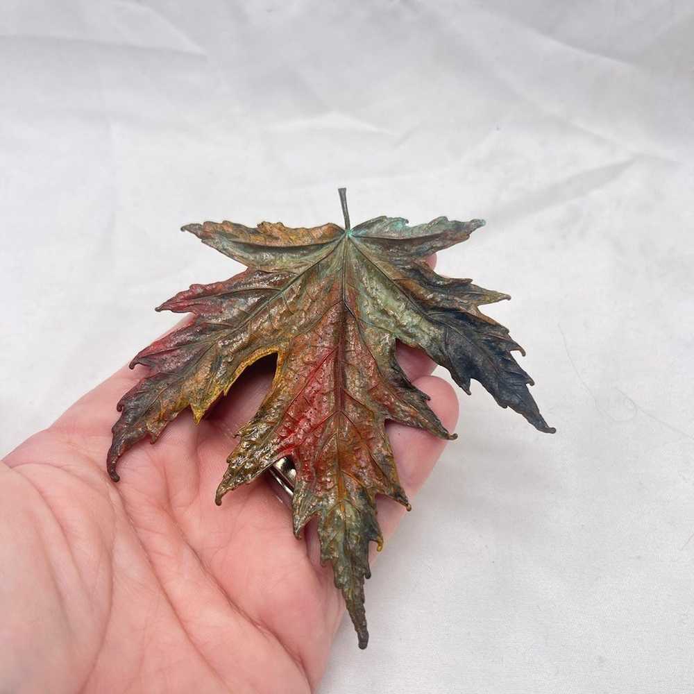 VTG handmade copper maple leaf pendant/pin - image 6