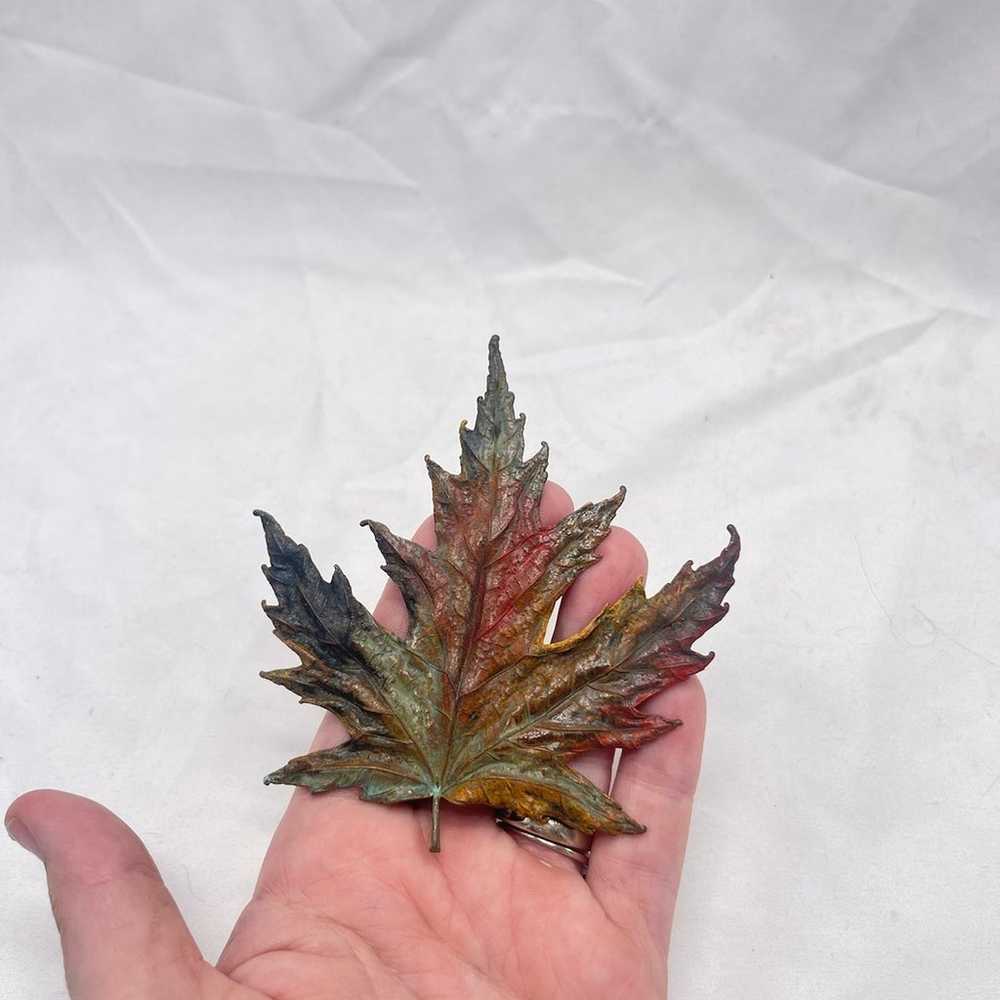 VTG handmade copper maple leaf pendant/pin - image 7