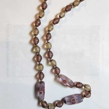 Vintage Necklace of Japanese Satin Art Glass - image 1