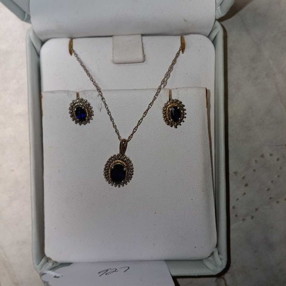 10k gold and silver vintage necklaces and earring… - image 1