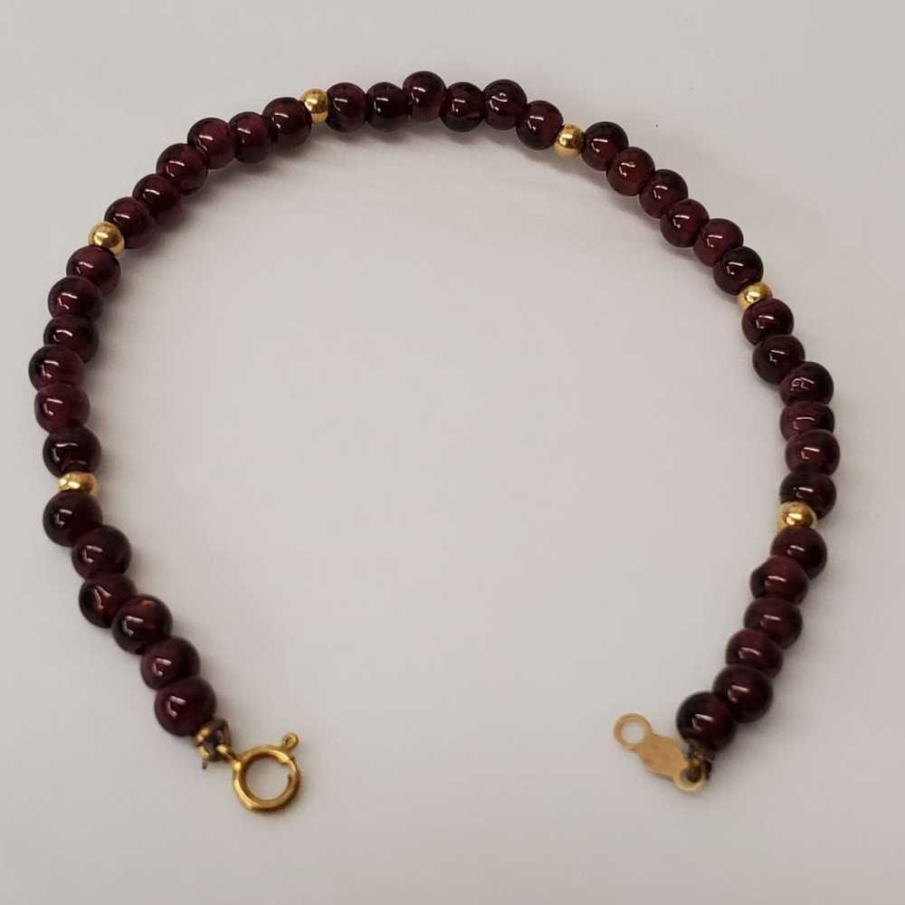 Vintage Garnet bracelet.14kt gold beads - image 1