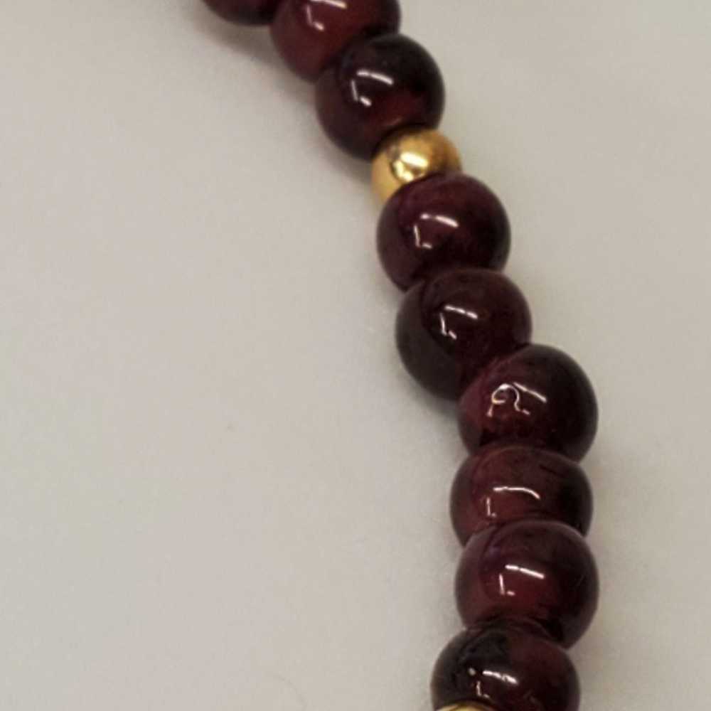 Vintage Garnet bracelet.14kt gold beads - image 3