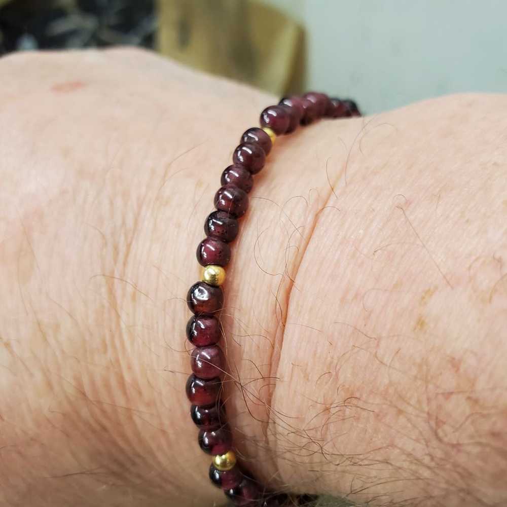 Vintage Garnet bracelet.14kt gold beads - image 5