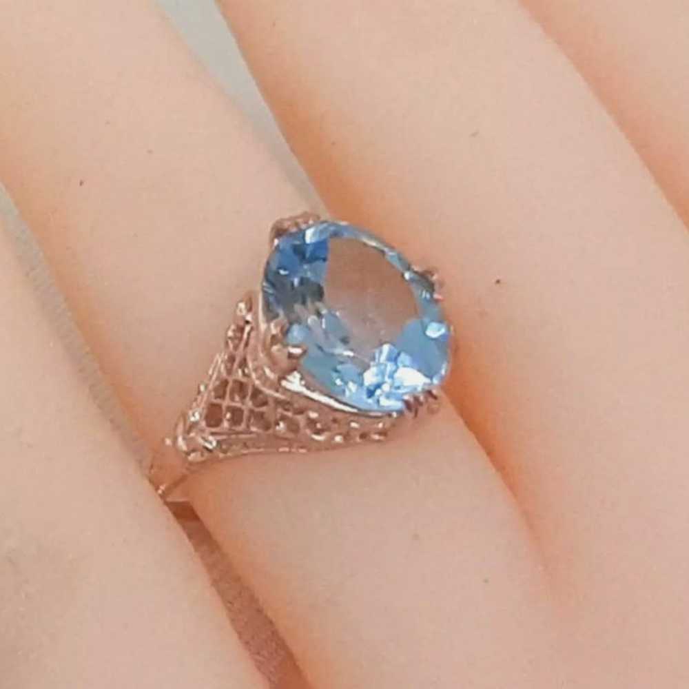 Swiss Blue Topaz Rose Gold 925 Ring - image 11