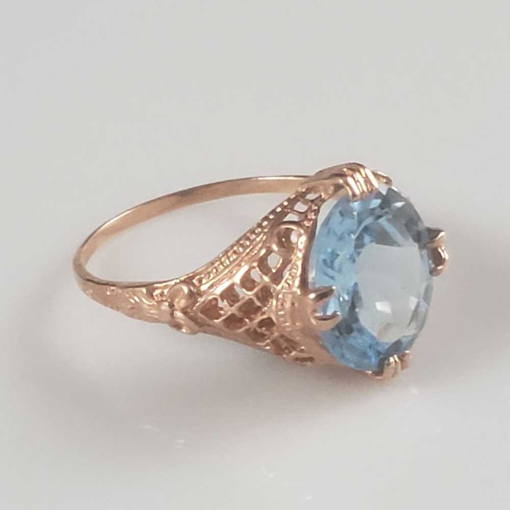 Swiss Blue Topaz Rose Gold 925 Ring - image 4