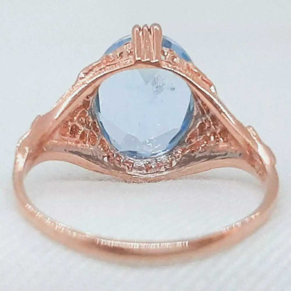 Swiss Blue Topaz Rose Gold 925 Ring - image 8