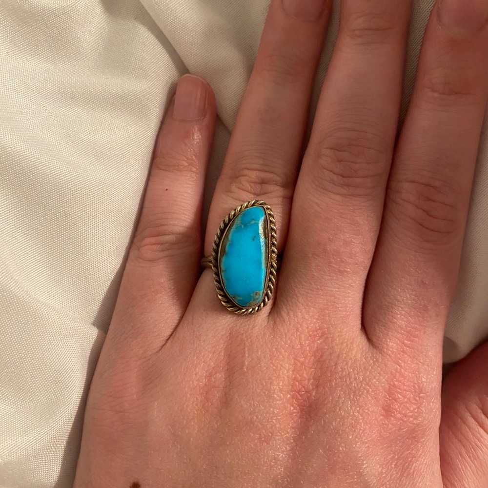 Genuine turquoise sterling silver ring - image 2