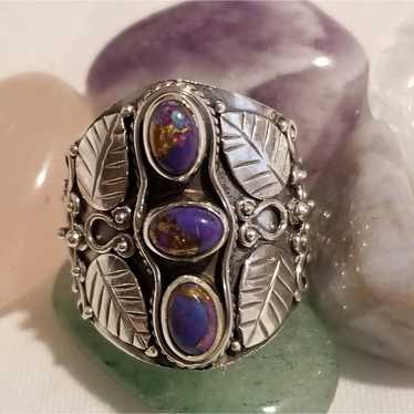 *Vintage Purple Copper Turquoise Ring - image 1