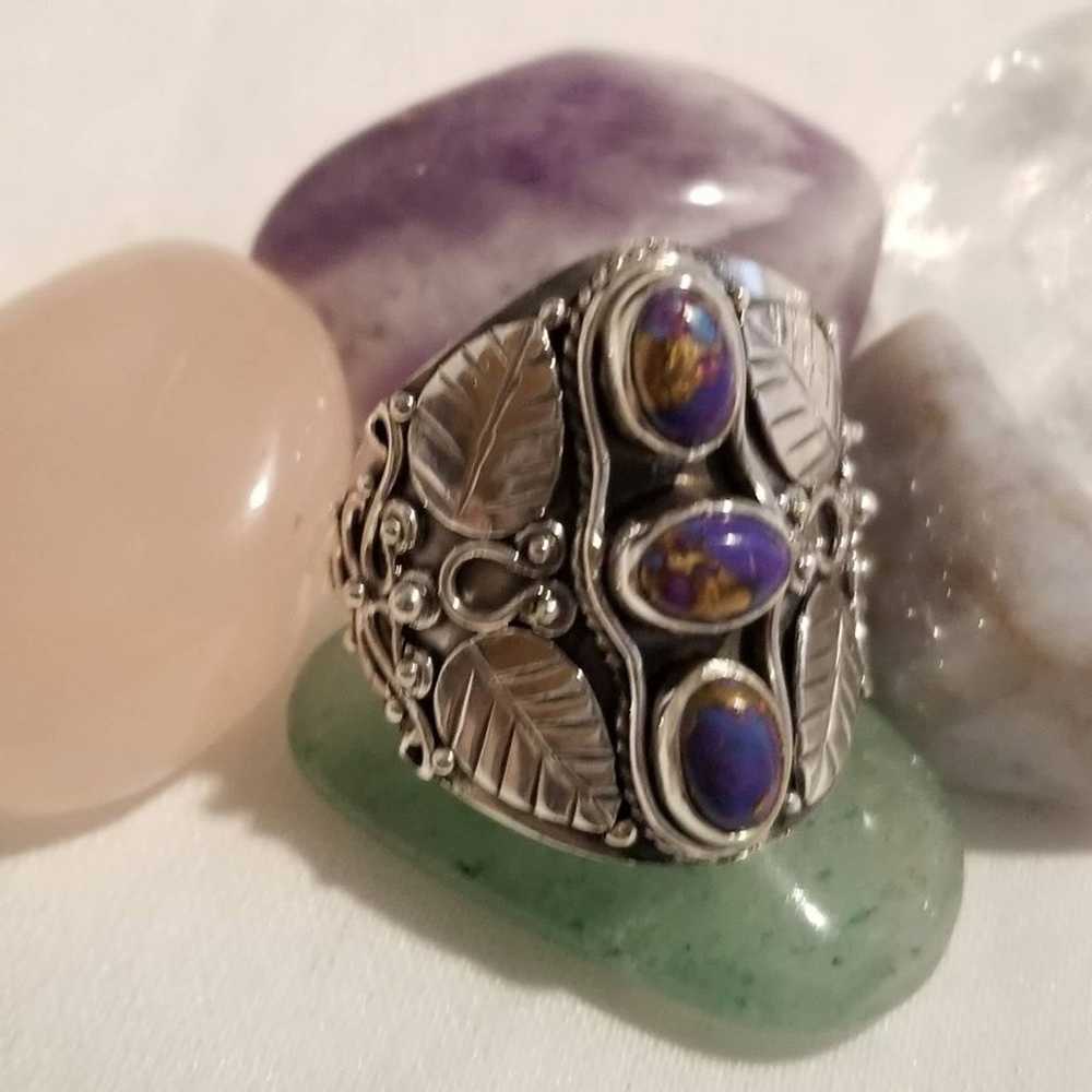 *Vintage Purple Copper Turquoise Ring - image 3