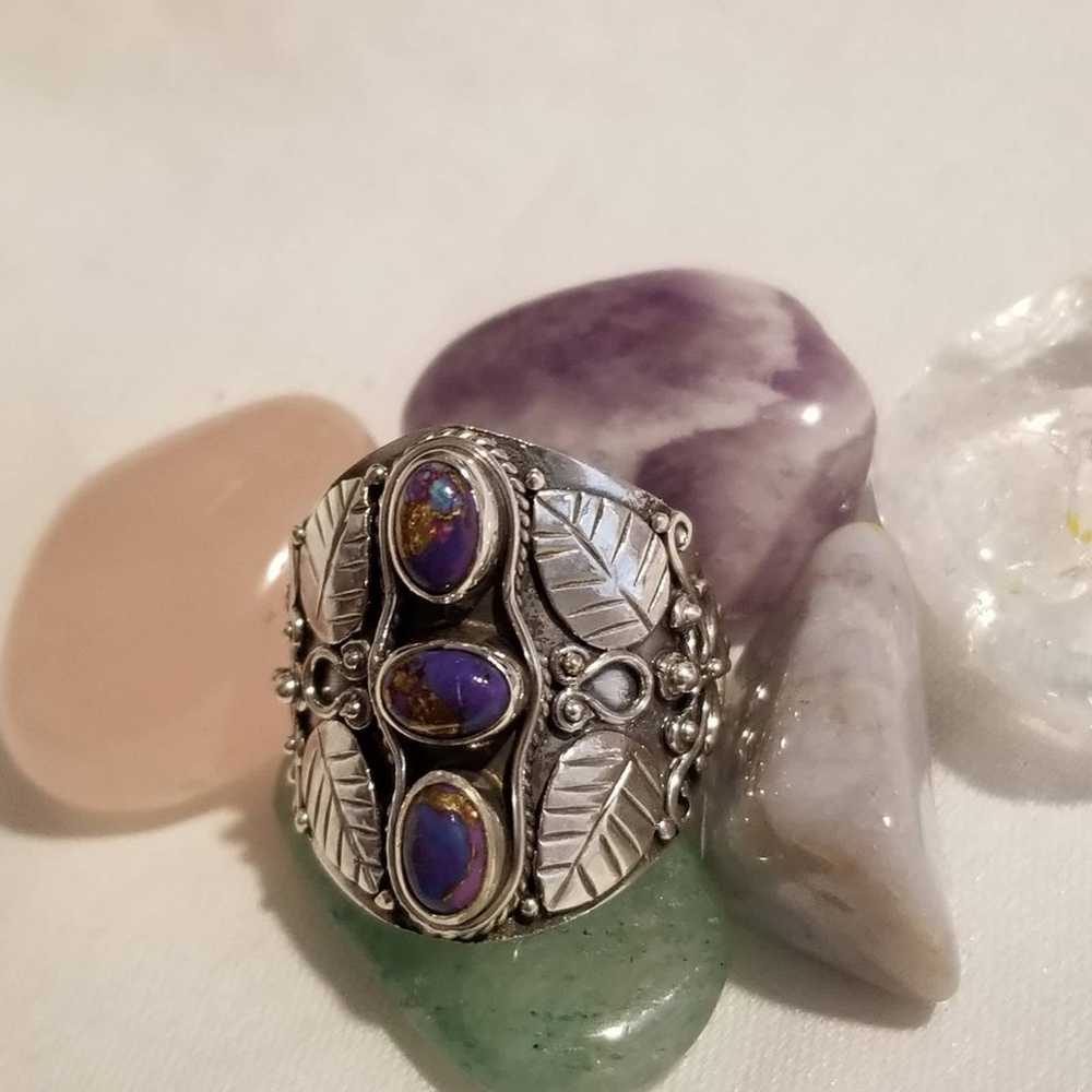 *Vintage Purple Copper Turquoise Ring - image 4