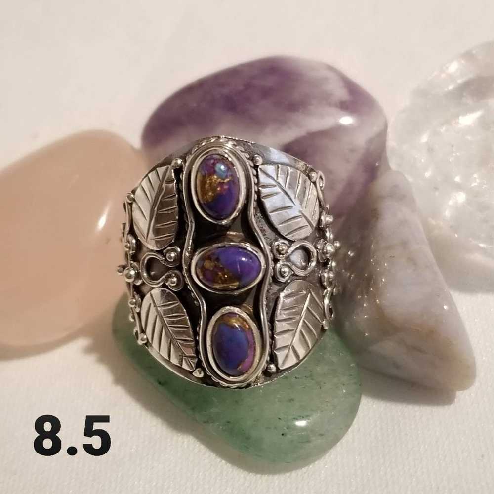 *Vintage Purple Copper Turquoise Ring - image 7