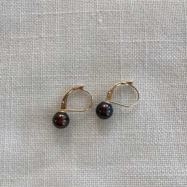 Black Pearl Earrings in 14K Gold - image 1