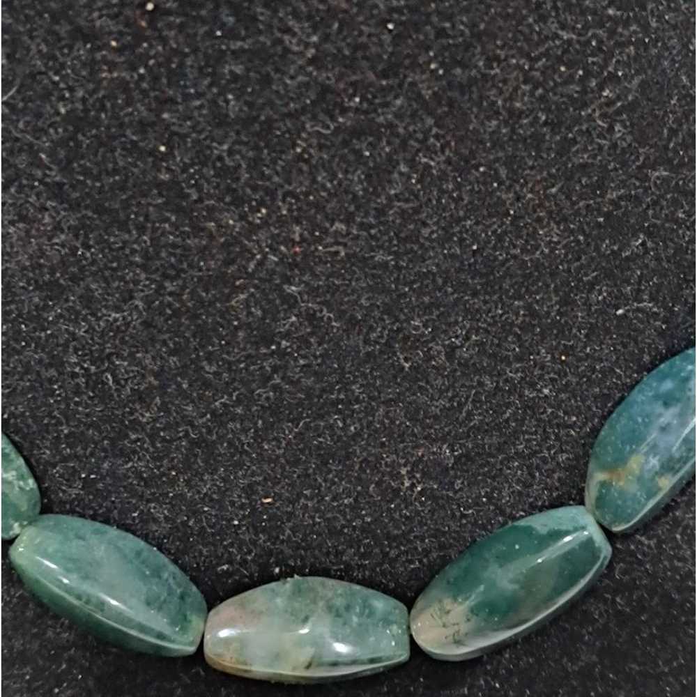 Vintage Artisan green agate moss chocker necklace - image 2