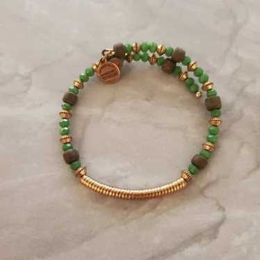 Alex and Ani Vintage 66 Green Grey Gold Beaded Exp