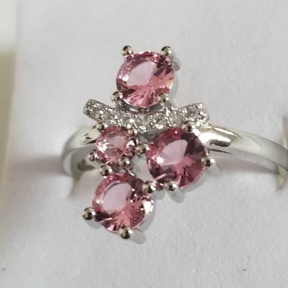 New*Vintage Pink Sapphire Silver Ring - image 4