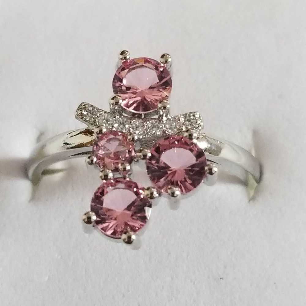 New*Vintage Pink Sapphire Silver Ring - image 5