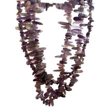 Vintage 3 strand Genuine Amethyst necklace Sterli… - image 1