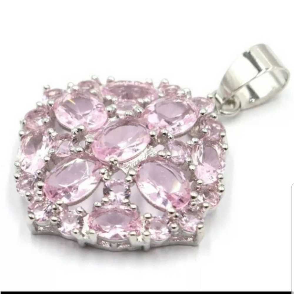 New*Vintage Pink Kunzite Silver Pendant - image 2