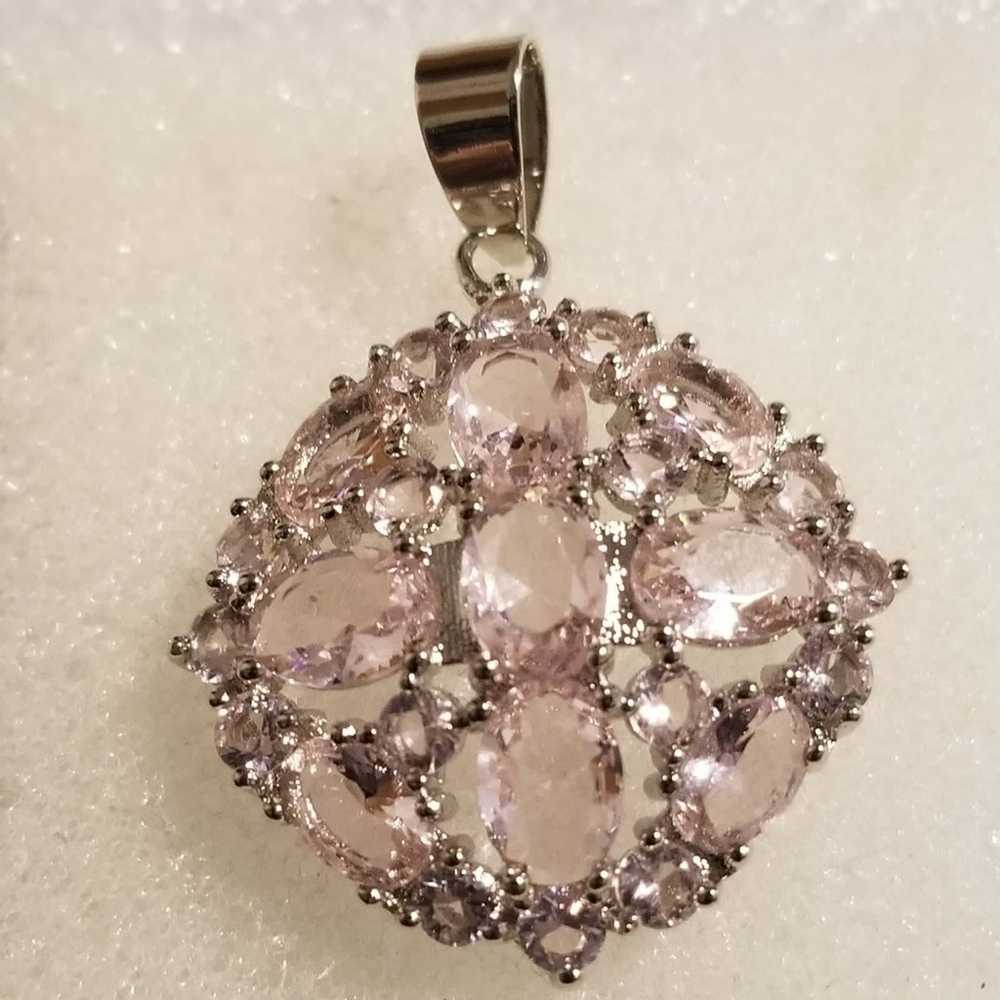 New*Vintage Pink Kunzite Silver Pendant - image 3