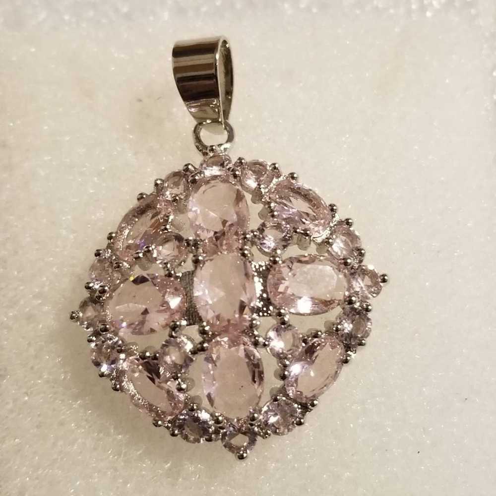 New*Vintage Pink Kunzite Silver Pendant - image 4