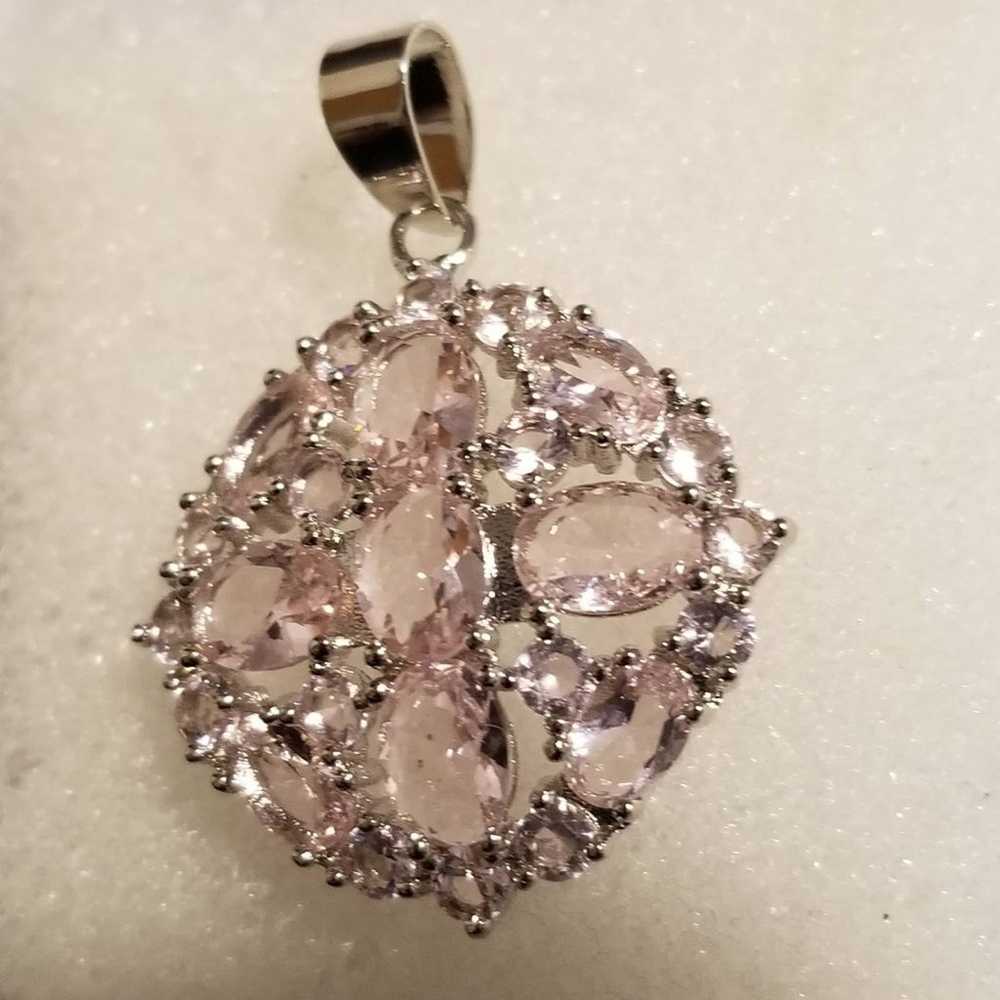 New*Vintage Pink Kunzite Silver Pendant - image 5