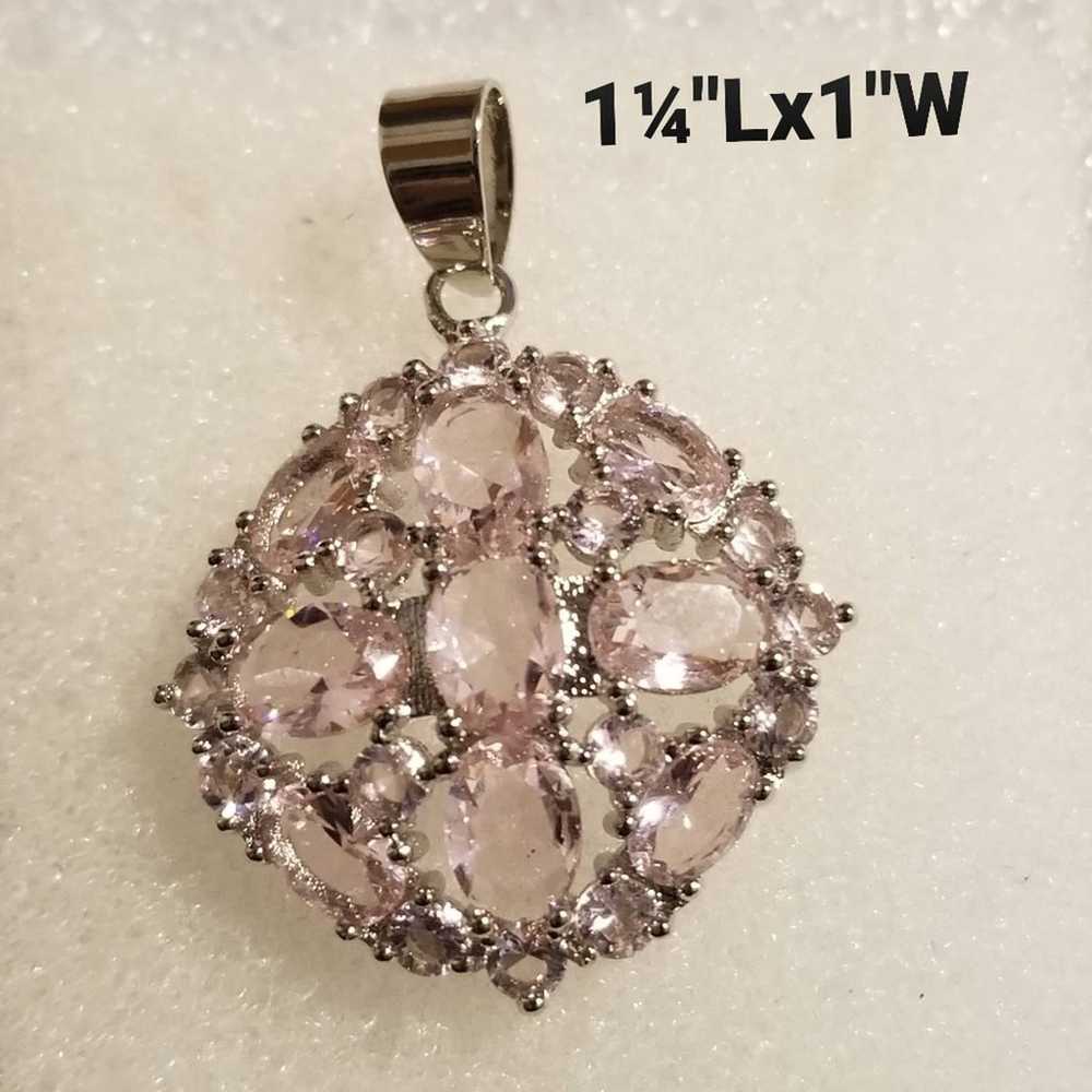 New*Vintage Pink Kunzite Silver Pendant - image 7