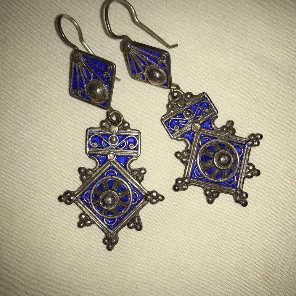 Moroccan sterling silver earrings - image 1