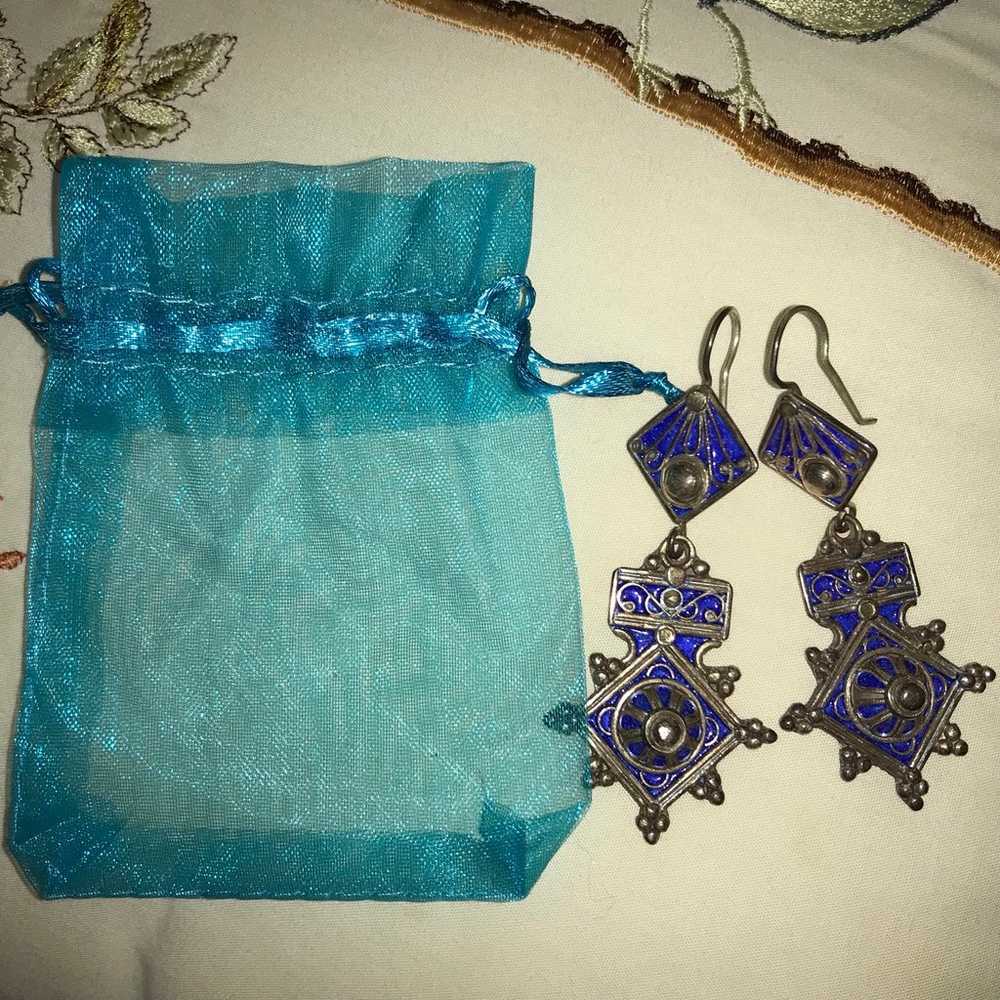 Moroccan sterling silver earrings - image 2