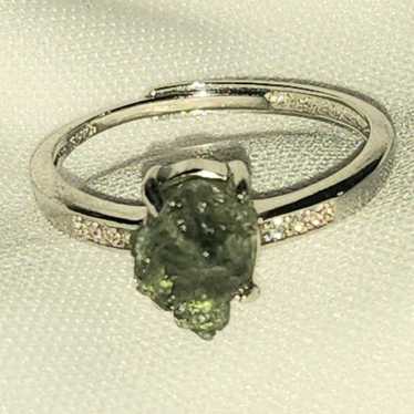 Natural moldavite sterling silver ring - image 1