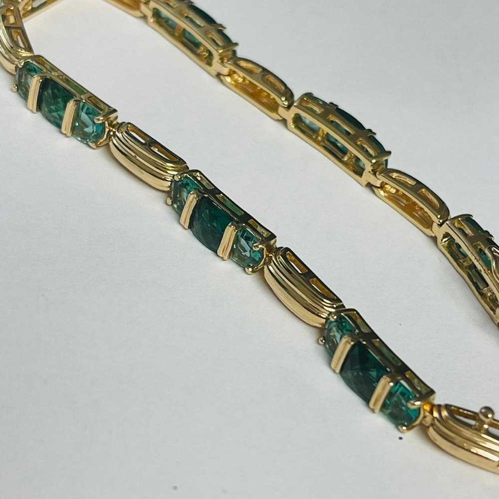 Vintage Ross Simmons Gold Sterling Emerald Bracel… - image 10