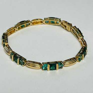 Vintage Ross Simmons Gold Sterling Emerald Bracel… - image 1