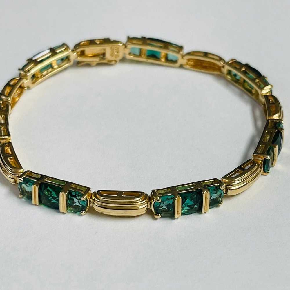 Vintage Ross Simmons Gold Sterling Emerald Bracel… - image 2