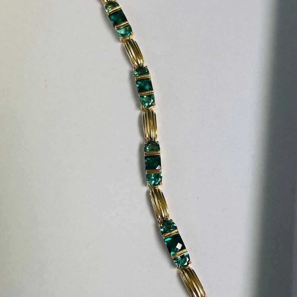 Vintage Ross Simmons Gold Sterling Emerald Bracel… - image 3