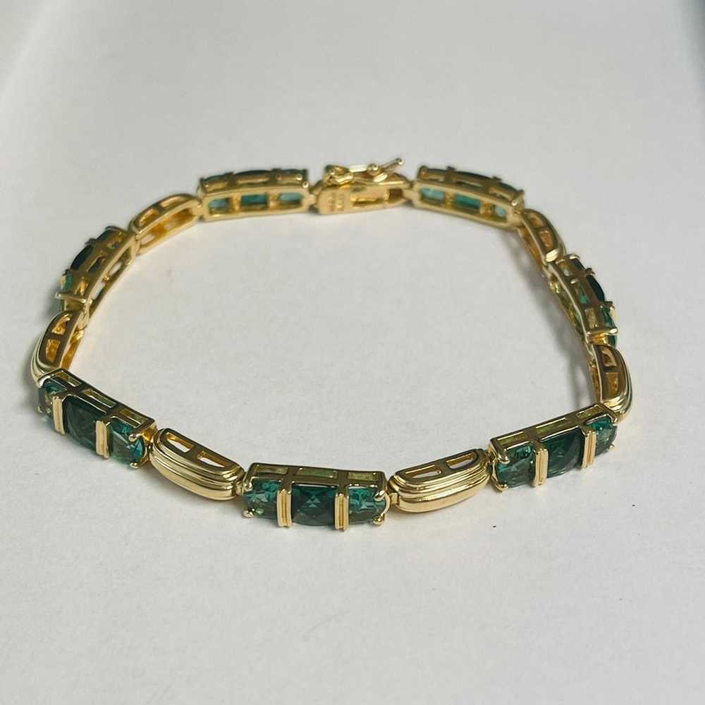 Vintage Ross Simmons Gold Sterling Emerald Bracel… - image 4