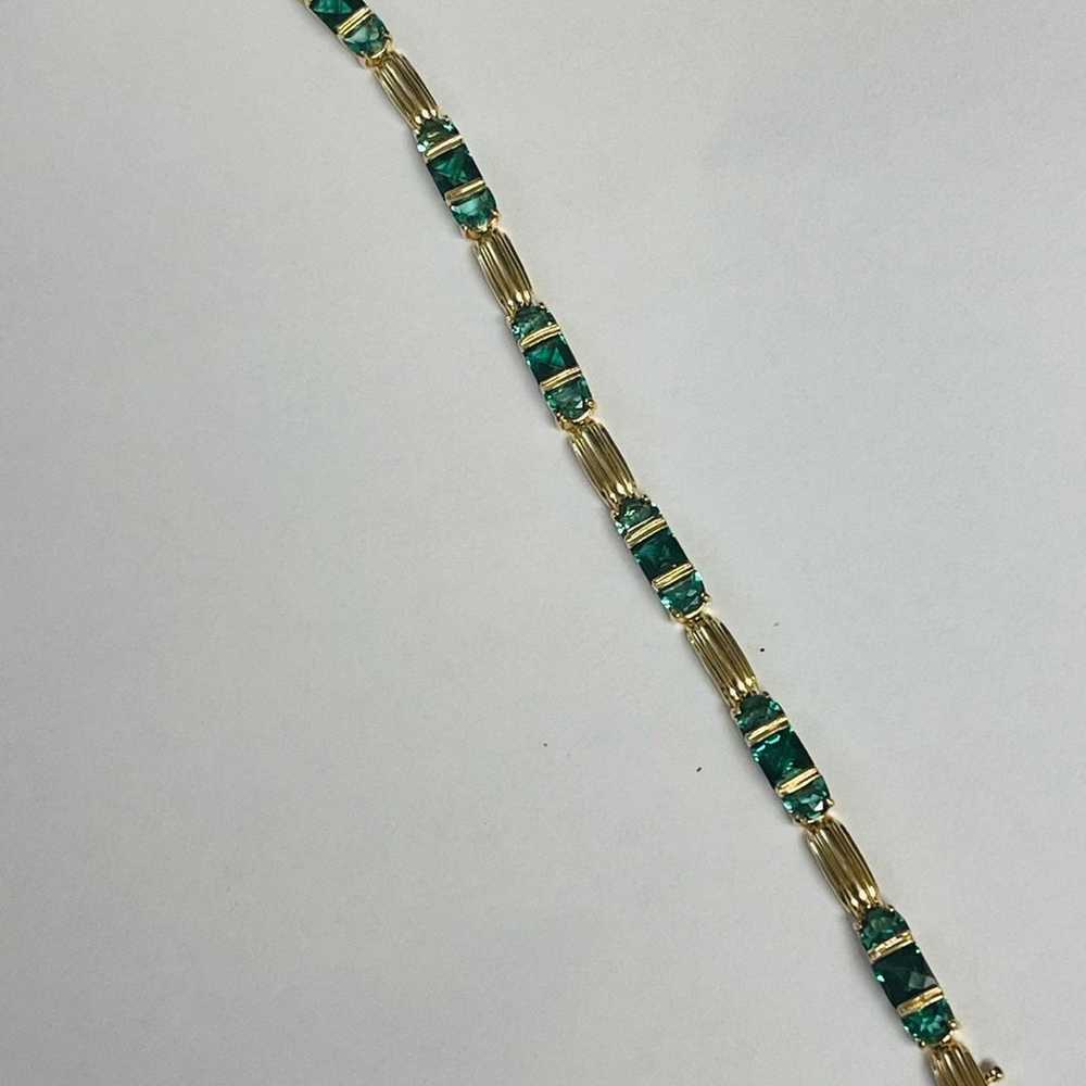 Vintage Ross Simmons Gold Sterling Emerald Bracel… - image 8