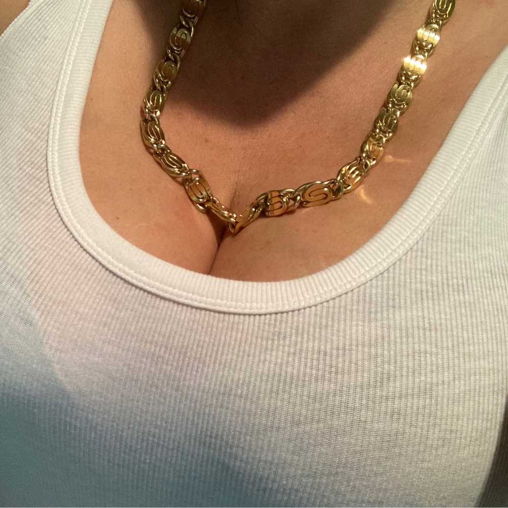 Vintage Givenchy Necklace G Logo Signed Gold Link… - image 1