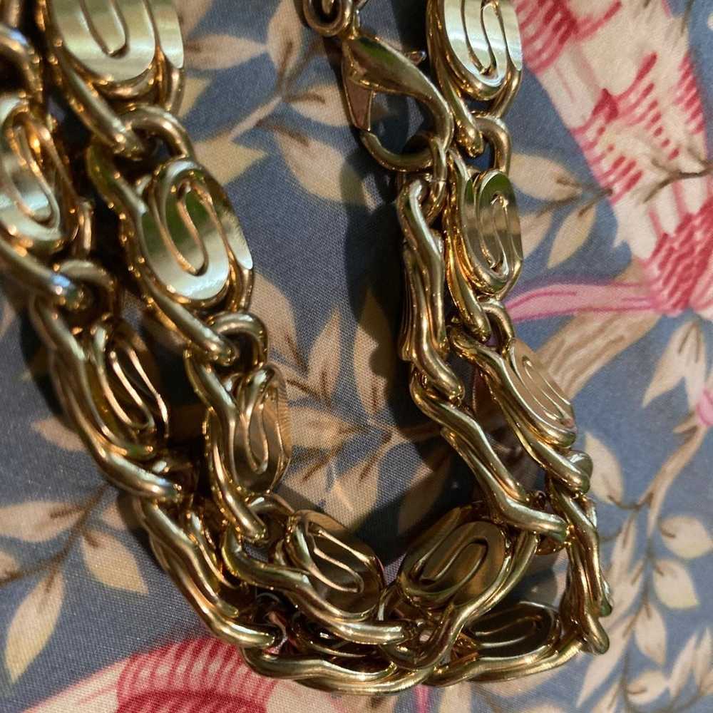 Vintage Givenchy Necklace G Logo Signed Gold Link… - image 6