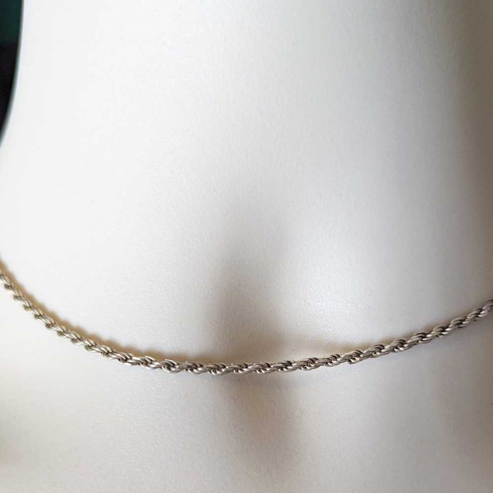 Vintage 925 Sterling Silver Rope Chain Italy 16" - image 1