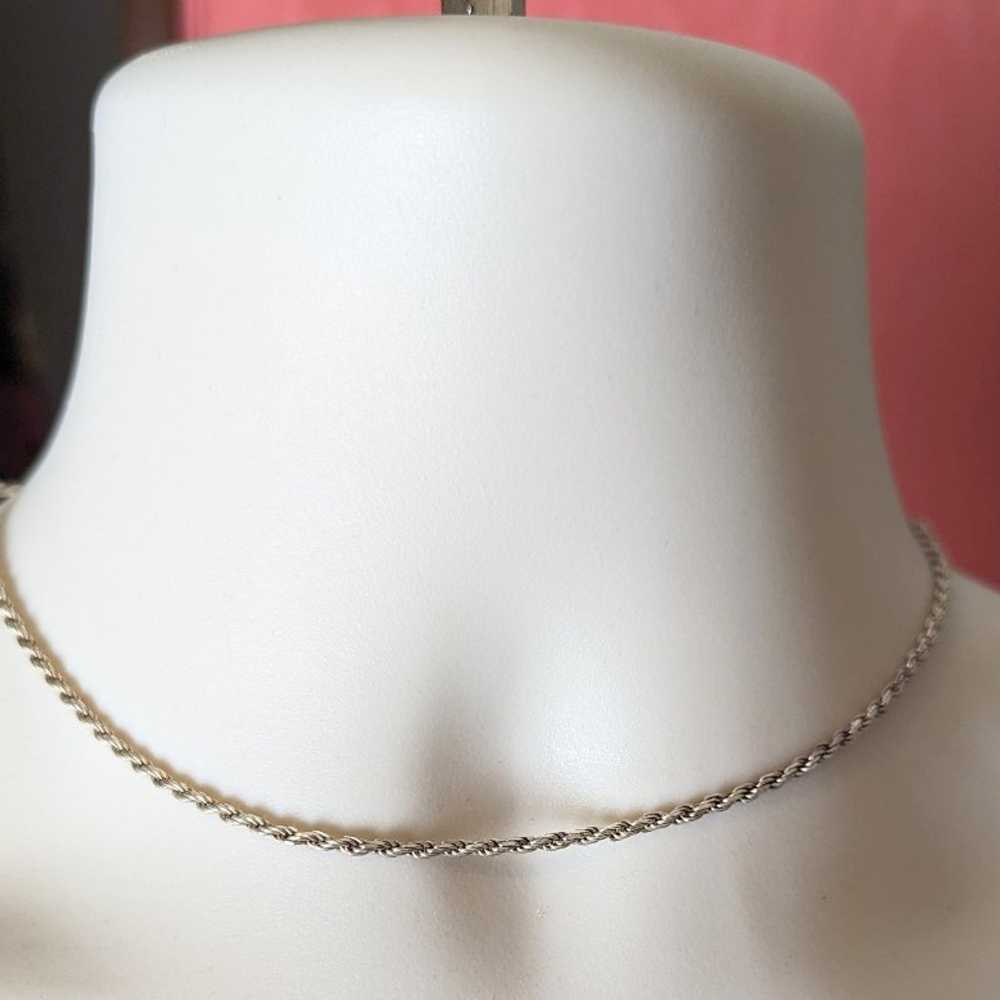 Vintage 925 Sterling Silver Rope Chain Italy 16" - image 2