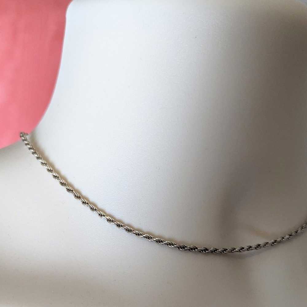 Vintage 925 Sterling Silver Rope Chain Italy 16" - image 3