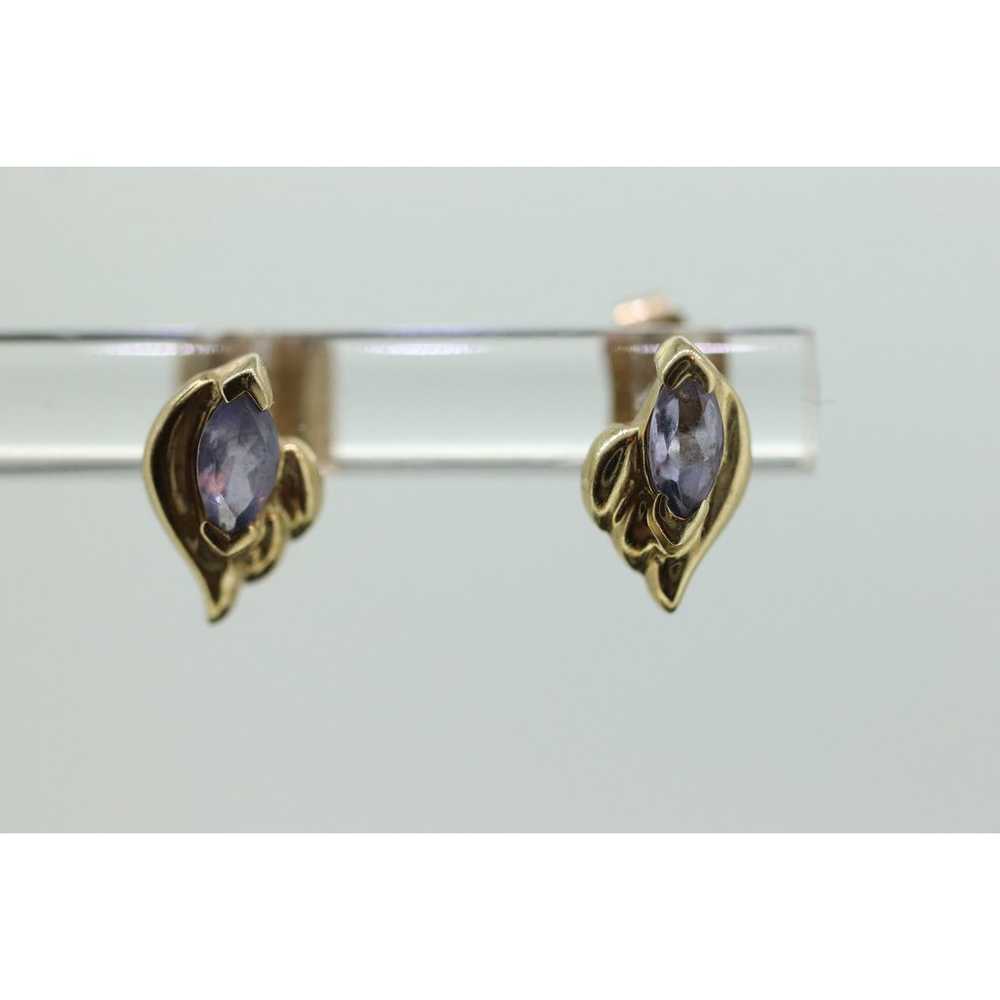 Tanzanite 10k Gold Stud Earrings. Marquise cut Ta… - image 1