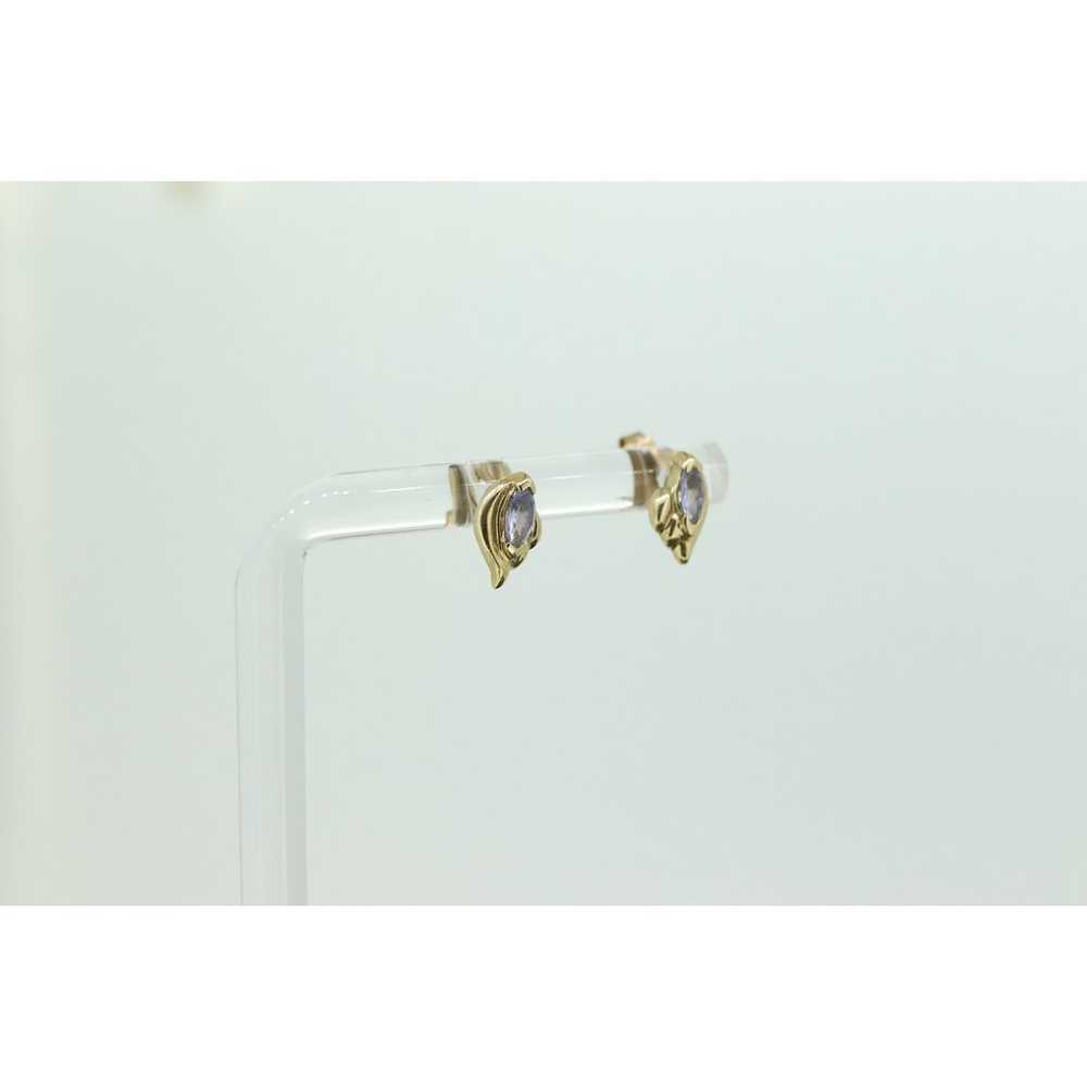 Tanzanite 10k Gold Stud Earrings. Marquise cut Ta… - image 2