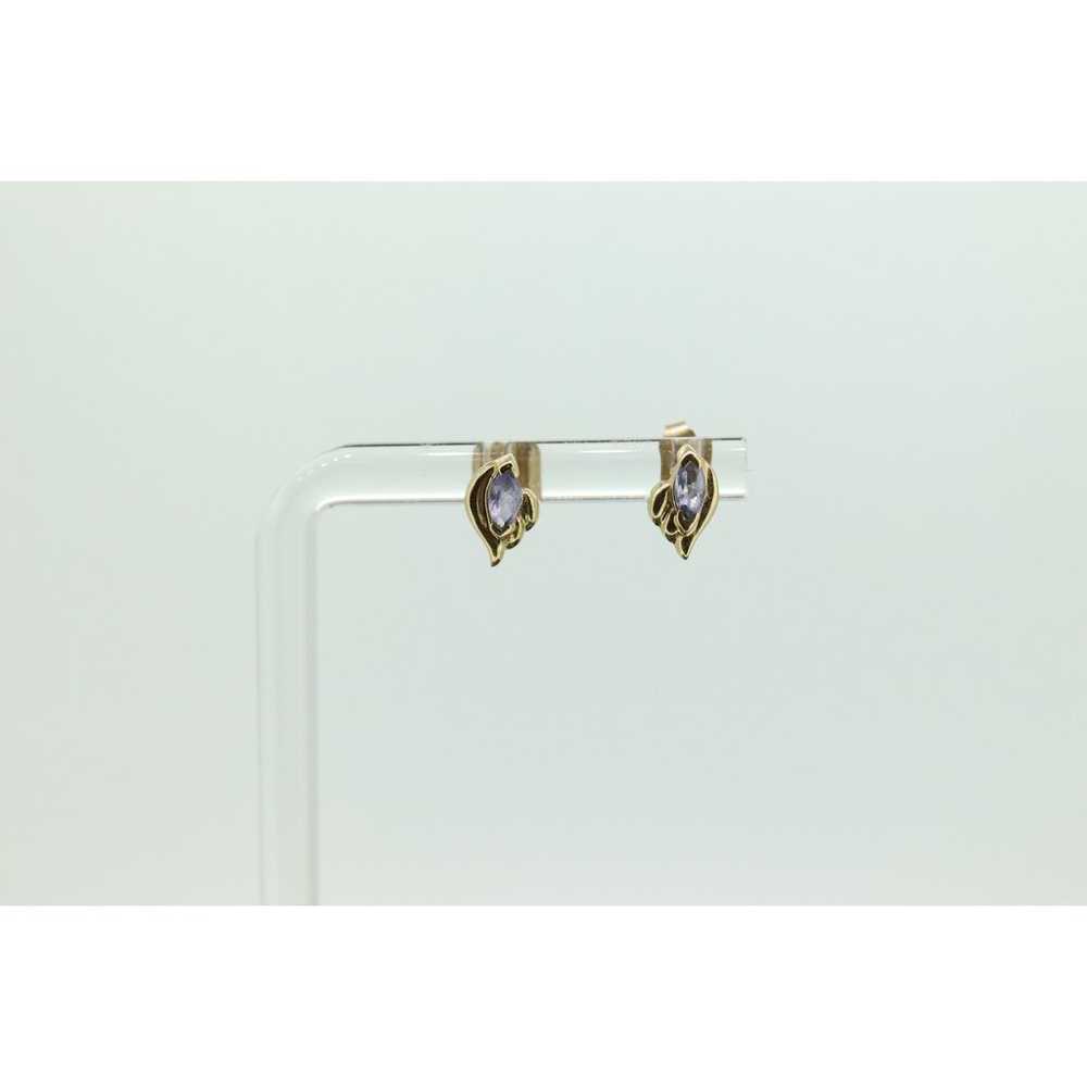 Tanzanite 10k Gold Stud Earrings. Marquise cut Ta… - image 5