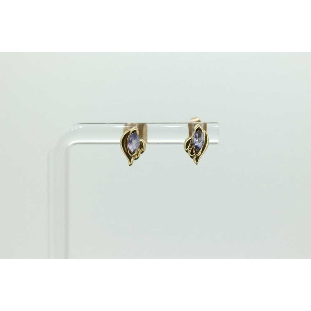 Tanzanite 10k Gold Stud Earrings. Marquise cut Ta… - image 6